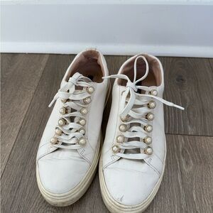 Stuart Weitzman Excelsa Whitle Leather Women's Sneakers 7.5